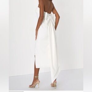 Lulus white strapless dress with bow - bridal shower dress